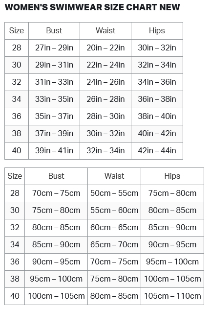 Zone3 Womens Swimwear Size 21 0 Size Chart